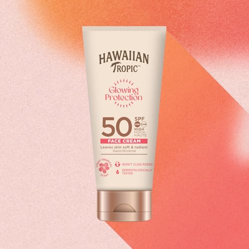 Hawaiian Tropic | Glowing Protection Gesichts-Sonnenlotion, wasserfeste Sonnencreme mit LSF 50 UVA- + UVB-Schutz, tropischer Duft, mit Sheabutter, 50ml 2