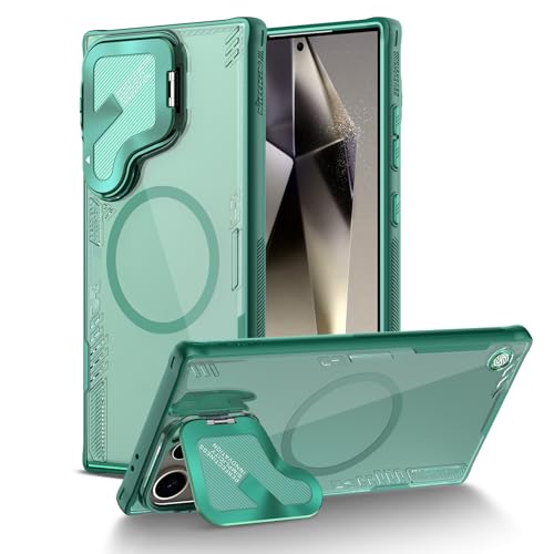 Image of Nillkin Magnetic for Galaxy S24 Ultra Case Clear, Compatible with Magsafe, Never Yellow & Biodegradable Material, Translucent Case with Invisible Kickstand & Camera Cover for Galaxy S24 Ultra, Green