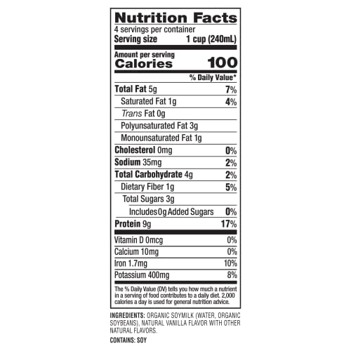 Westsoy Organic Soy Milk, Unsweetened Vanilla, 8g of Protein, Vegan Dairy Alternative, Lactose-Free, Shelf Stable, 32oz (Pack of 12)