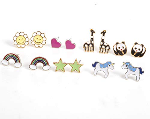 Image of 30 Pairs Hypoallergenic Earrings for Girls Sensitive Ears with Stainless Steel Post -Assorted Cute Stud Earrings for Teens Girls Women