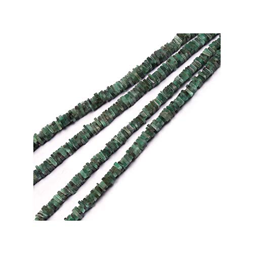Perles Heishi émeraude naturel carrées de qualité supérieure pour bijoux prestigieux