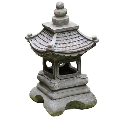 Lámparas solares para jardín al Aire Libre, farola Solar, Linterna Zen, iluminación de jardín - Luz Nocturna de Villa, decoración Zen para Exterior, Linterna de Piedra Antigua para terraza