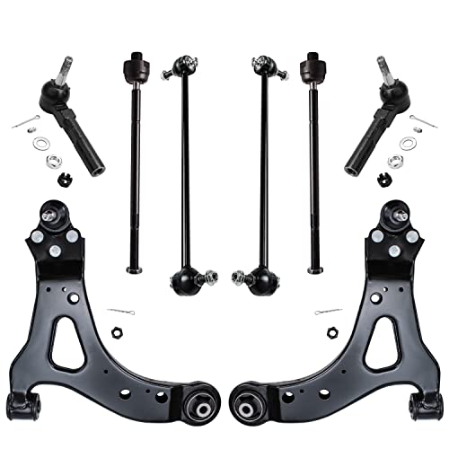 Image of Detroit Axle - Front Lower Control Arms w /Ball Joints Sway Bar Links Tie Rods Replacement for Chevy Uplander Terraza Relay - 8pc Set