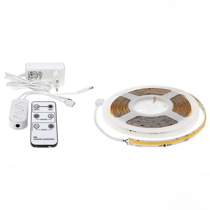 Silumen Ruban LED COB 5M Effet Dynamique 360LED/m 24V IP65 + Télécommande et Transformateur - Blanc Chaud 2300K - 3500K