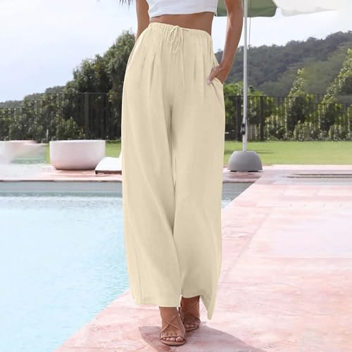 Wide Leg Pants Woman Elastic Waisted Palazzo Pants Business Casual Lounge Straight Dress Straight Tall Trousers2