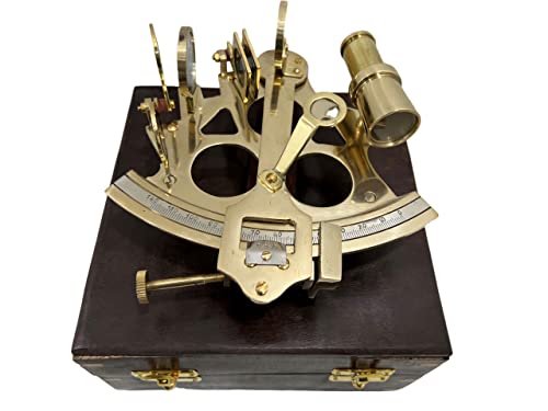Vintage Ship History Sextant With Hardwood Box Antique Marine Collectible, 6 Inch, Brass #TOP6