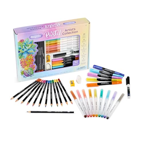 Image of Crayola Pastel Colors Art Kit 50pcs, Kids Art Set with Markers & Pencils