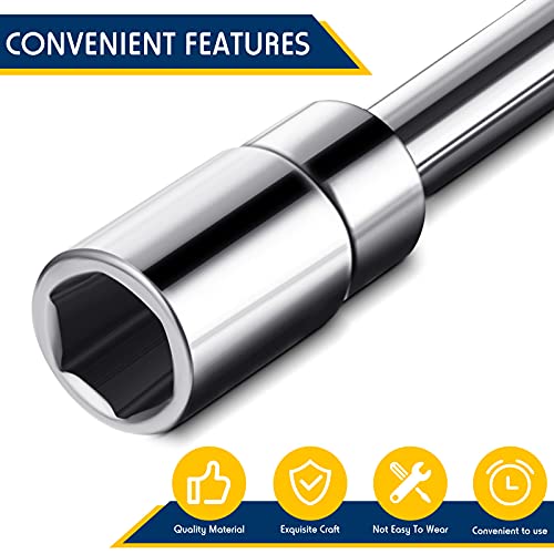 Image of 4 Way Lug Wrench Heavy Duty Telescoping Lug Nut Wrench Universal Extended Lug Wrench Cross Tire Iron Remover with CR-V Sockets,17 / 19 / 21 / 23 mm and Black Flannelette Bag for Car Van Truck Caravan