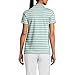 Lands' End Womens Short Sleeve Supima Polo Misty Aqua Stripe Tipped Petite X-Large