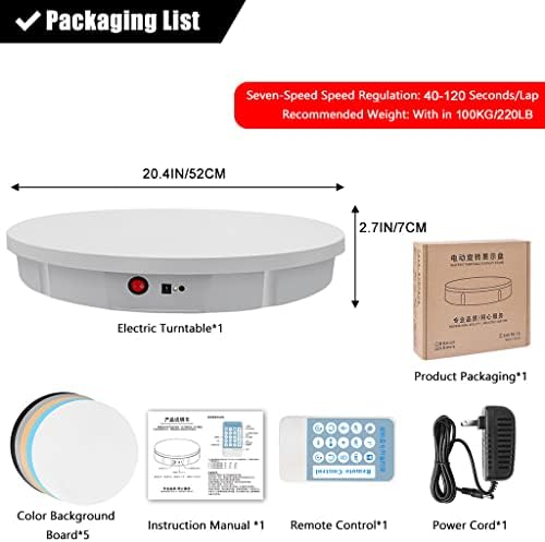 Electric Remote Control Rotating Turntable, Display Rotating Display Stand Photography Product Display Motorized Turntable Display Table for 360 Degree Product Photography Turntable