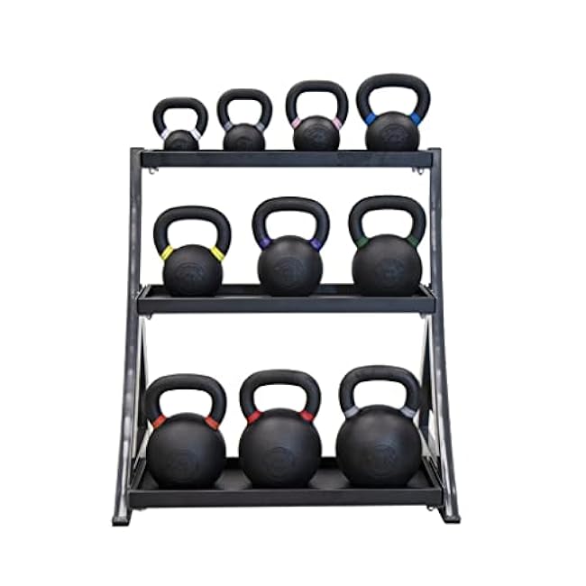 Technical Knock Out 3-Tier Kettlebell Rack | Perfect for Any Home Gym | Black Kettle Bell Weight Stand | Keep Your Workout Area Clean & Safe