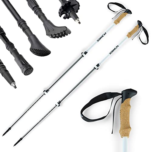 POWRX Wanderstöcke 69-136cm | Trekkingstöcke Aluminium Stöcke mit Anti-Shock Dämpfung I Teleskop...