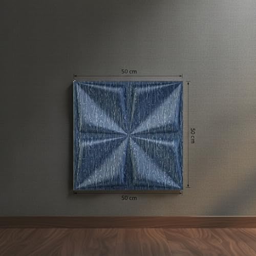 Image of Kayra Decor PVC Panel for Wall Bloom Design, Electric Blue Color 19.7 inch x 19.7 inch (Pack of 18) - Covers 48.51 Sq. Ft.