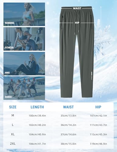 Image of Venzina Women's Lightweight Quick-Dry Icy Cool Straight Pants with Ankle Print, Athletic Breathable 4-Way Stretch Trousers for Gym, Running, Yoga & Casual Wear M-XXL