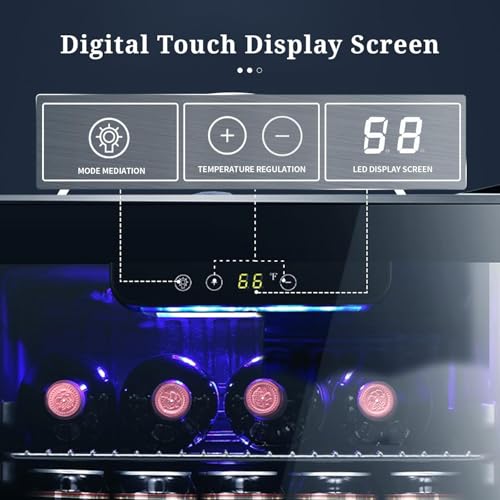 Image of Antarctic Star 26 Bottle Wine Cooler /Cabinet Refrigerator Mini Wine Cellar Beer Soda Clear Glass Door Bar Fridge Quiet Compressor Adjust Temp Freestanding Indoor Use 3.0cu.ft Black