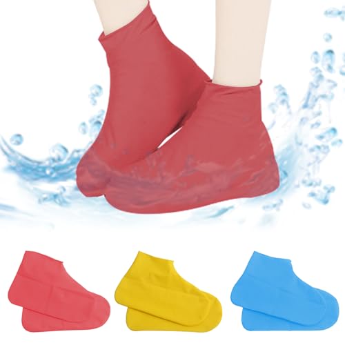 KASESSS Cubre Zapatos Impermeable, 3 Pares Goma Cubrezapatos Impermeable, Reutilizable Protector Calzado lluvia, Antideslizante Funda Zapatos lluvia, Engrosado Waterproof Shoes Cover para Lluvia