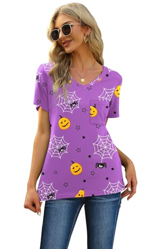 Image of RUBZOOF Women's Short Sleeve Pajama Sets with Pockets Casual V Neck 2 Piece Lounge Sets S-3XL