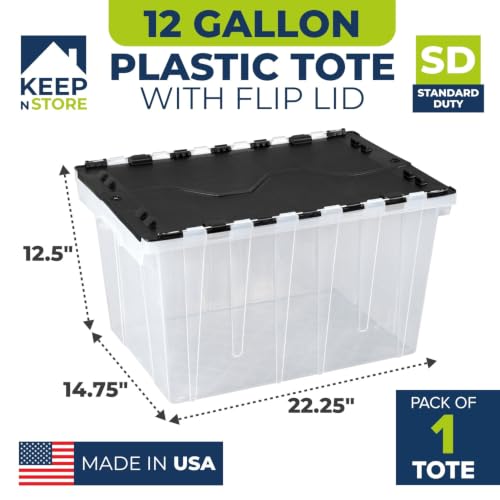 Image of 12 Gallon Clear Storage Tote with Flip Lid, Standard Duty, Pack of 1
