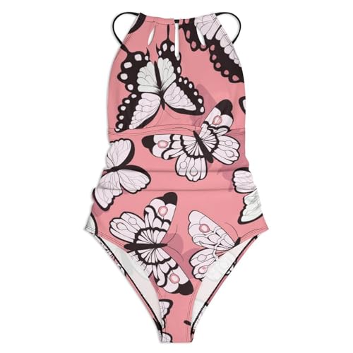 Maillot de bain gainant rose et imprimé papillon pour sculpter la silhouette