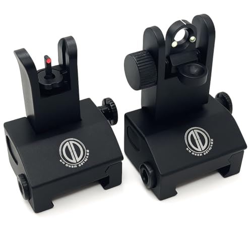 Dagger Defense (Veteran Owned Company) Fiber Optic BUIS Backup Iron Sights for use on Standard Picatinny Rails. Spring Loaded. Use with red dots and Reflex Sights.