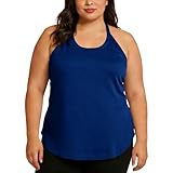 Womens Plus Size Casual Tank Tops Soft Comfort Racer Back Shirts Summer Fashion Athletic Fitness T-Shirts Blue