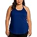 Womens Plus Size Casual Tank Tops Soft Comfort Racer Back Shirts Summer Fashion Athletic Fitness T-Shirts Blue
