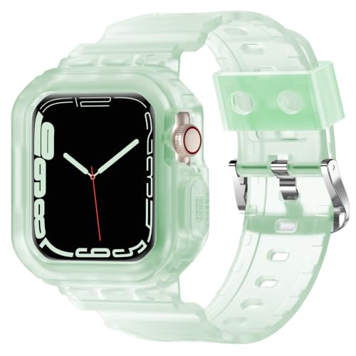 XYF Compatible for Frosted Clear Apple Watch Bands 45/44mm Green