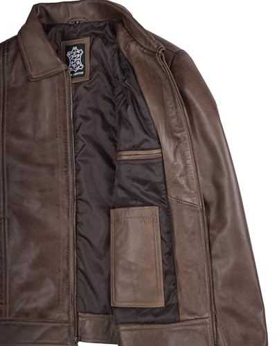 Image of Blingsoul Disc TOS Leather Motorcycle Jacket Men | [1116081] Jose Chocolate Brown, XS