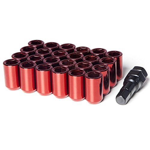 Circuit Performance Tuner Key Acorn Lug Nuts Red 12x1.5 Forged Steel (24pc + Tool)