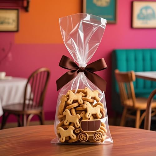 Morepack Cellophane Treat Bags, 4x9 Inches 200 Pcs OPP Plastic Treat Bags with 200 Twist Ties for Gift Wrapping,Packaging Candies,Bakery, Cookies, Chocolate,Party Favors