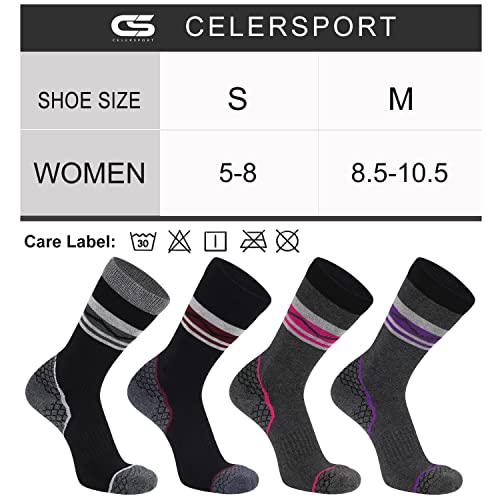 Cs Celersport QRT-329 4 Pack Women'S Merino Wool Crew Hiking Socks With Cushion Warm Thermal Winter Boot Athletic Socks thumb #1