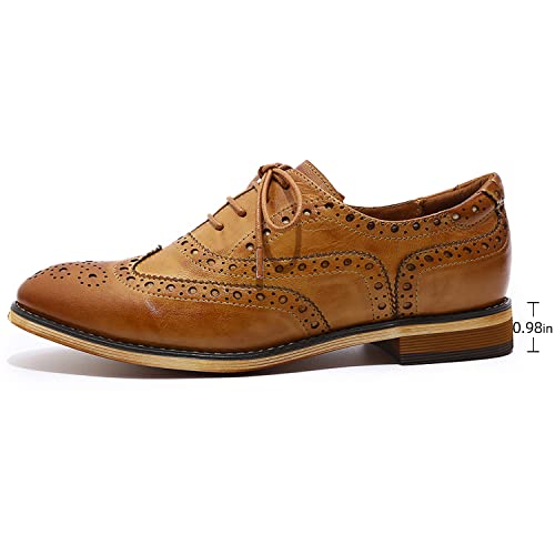 Image of Mona flying Women's Leather Perforated Lace-up Oxford Brogue Wingtip Shoes