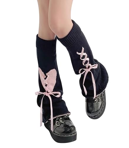 Image of WODECASA Girls Kawaii Leg Warmers Knitted Flared Leg Sleeves Goth Crochet Baggy Cuff Ankle Heap Socks