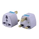 fdealz [ 3 Pieces ] Universal Travel Plug Adapter Standard UK Travel Plug Adapter Grounded Portable Plug Adapter Type White gallery image