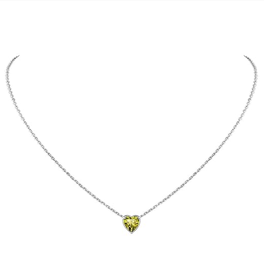 Suplight 925 Sterling Silver August Birthstone Necklace Women Girls Small Simple Heart Necklace