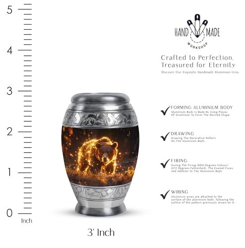 Image of Bear Urn - Small Urns for Human Ashes - Funeral Urns for Human Ashes Adult - Urns for Ashes Adult Male - Cremation Urns for Men - (3 inch Pack of 1)