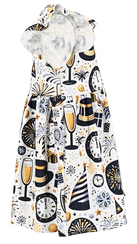 Image of Unique Baby Girls' Short Sleeve Everyday Printed Dresses for Kid and Toddler, Sizes 2T-12Y