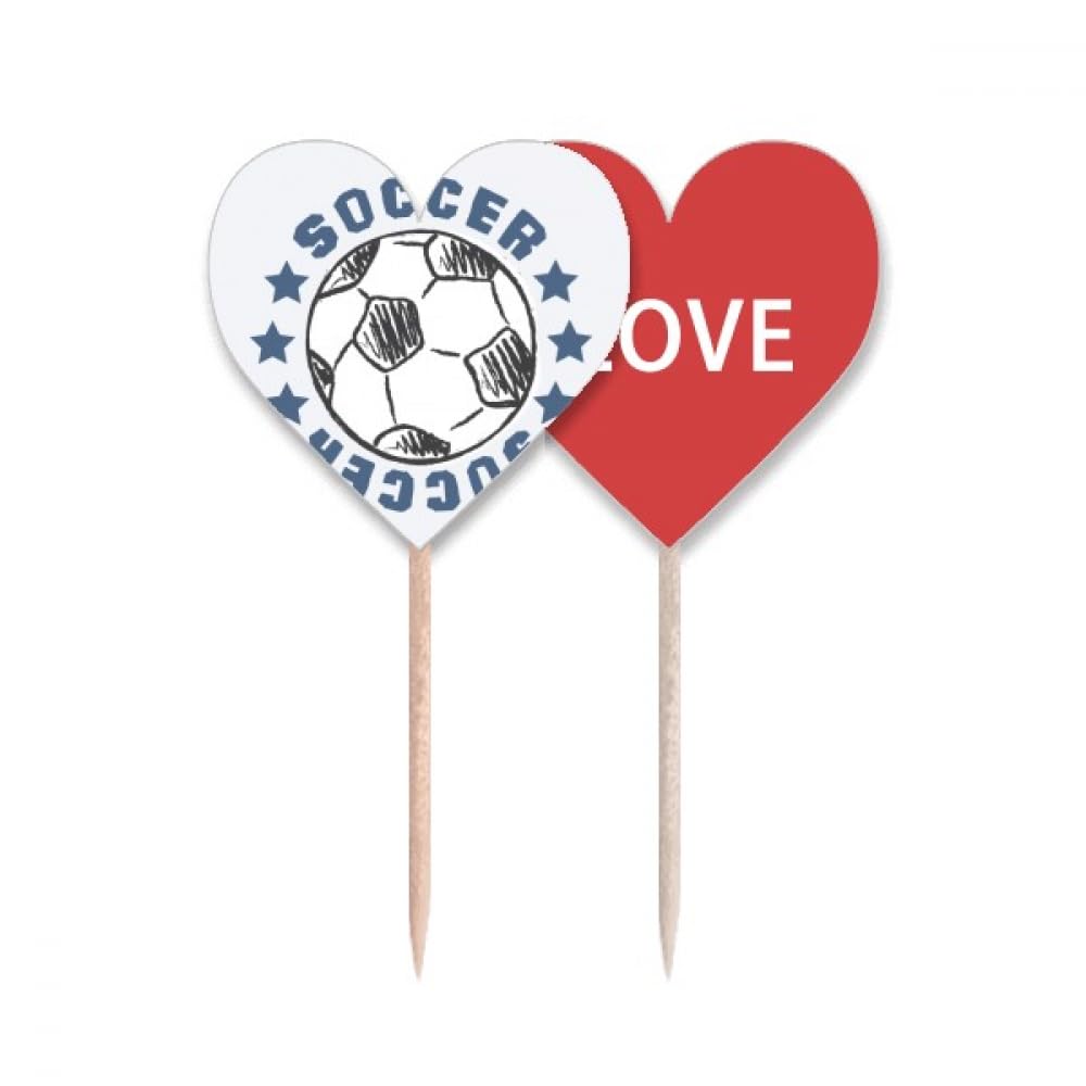 Cure-dents Soccer Football avec drapeau cœur pour apéritif