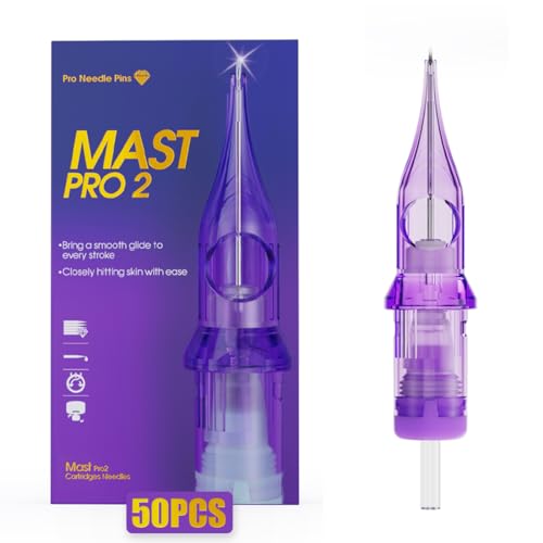 Mast Tattoo Pro2 Needles Cartridges #12 Round Shader 50 Count Mixed Round Liner Sizes 3RS 5RS 7RS 9RS 11RS Pro Needle Pins Membrane Disposable