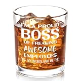 Futtumy Bosses Day Gifts for Men, I'm A ProudBoss Whiskey Glass 10 Oz, Best Boss Gifts for Christmas Birthday National Boss's Day, Best Gift for Him Men Male-boss