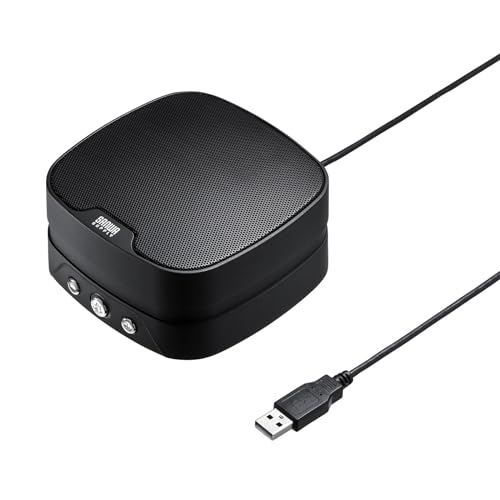 スピーカーフォン WEB会議 小型 2台連結可能 マイク 有線USB接続 Skype・Zoom・Teams対応 MM-MC35N