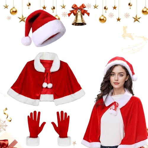 YISKY Weihnachten Santa Umhang, Weihnachtsmantel Rot+Weihnachten...