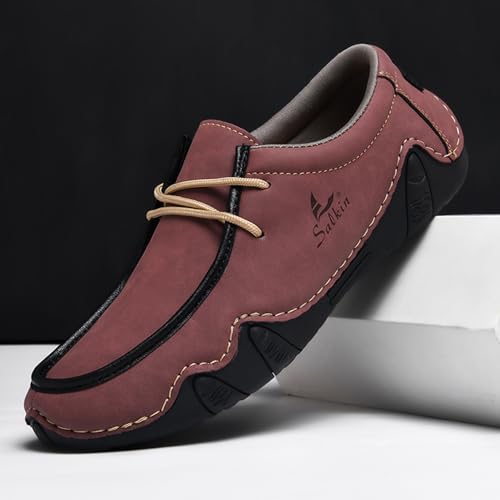 Men's Leather Slip On Casual Low Loafers Lightweight Non-Slip Flat Driving Walking Shoes Soft Moccasin Shoes3