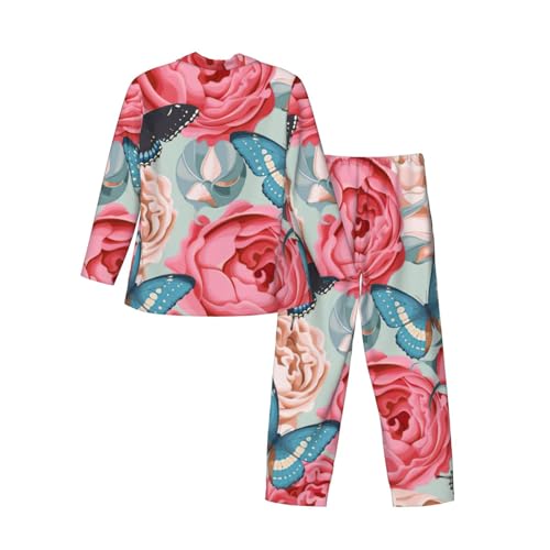 Pyjama homme manches longues imprimé fleur vêtement de nuit confortable tenue détente - 4