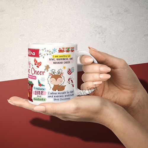 Image of Mug of Christmas Cheer - Festive Personalized Name Mug Design with Positive Affirmations, Spread Holiday Joy & Cheer ARM729 11oz Ceramic Coffee /Tea Cup