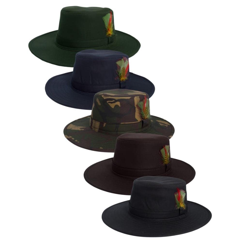 Walker and Hawkes - Belmont - Sombrero Encerado Unisex de ala Ancha