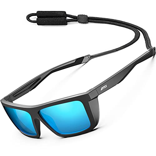 ATTCL Gafas de sol polarizadas deportivas para hombres y mujeres, ciclismo, conducción, pesca, protección UV400, 1124 Negro-negro-azul/espejado, 58mm