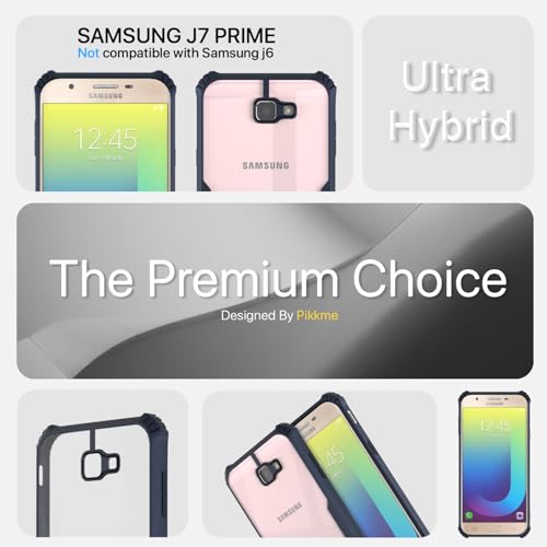 Image of Pikkme Ultra Hybrid Back Cover for Samsung Galaxy J7 Prime | Raised Edges |Crystal Clear Transparent | Full Camera Protection Bumper Case (Blue)