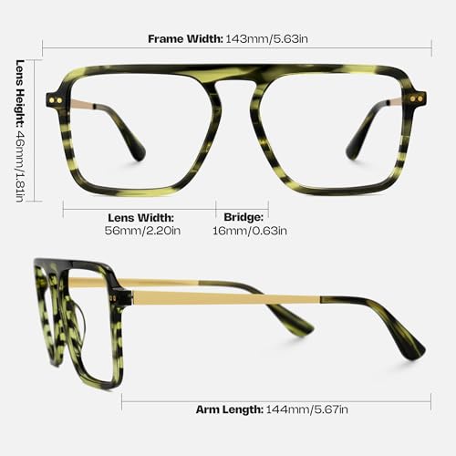 Image of Zeelool Trendy Aviator Blue Light Blocking Glasses for Men Computer Glasses ZJGX821109-02 Green