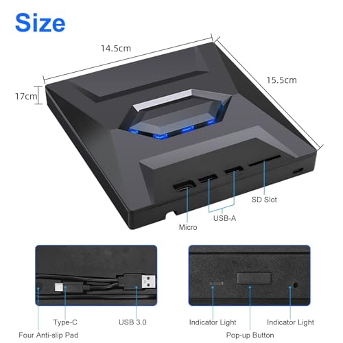 NATEFEMIN External CD DVD, 5 in1 USB 3.0 Portable CD/DVD Player Burner Reader Writer Disk Duplicator Compatible with Laptop Desktop PC - Thumbnail 5